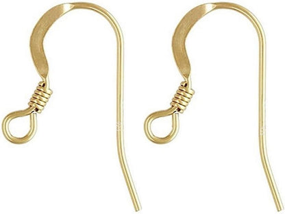 20pcs Adabele Real Gold Plated Sterling Silver Fish Earring Hooks, 21 Gauge | 18K Yellow Gold Plated 925 Silver Flat Fishhook Ear Wires, Open Loops to Attach Charms Gemstones Dangles
