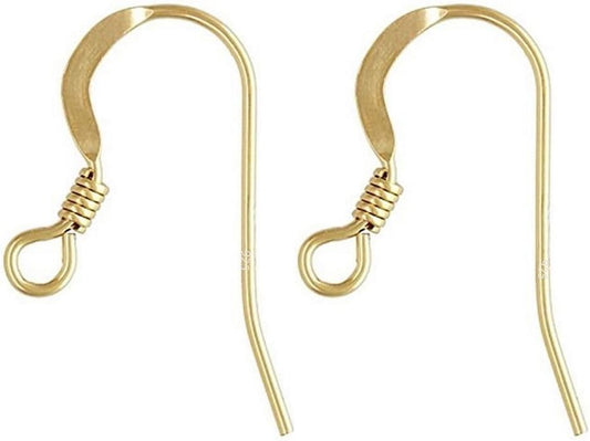 20pcs Adabele Real Gold Plated Sterling Silver Fish Earring Hooks, 21 Gauge | 18K Yellow Gold Plated 925 Silver Flat Fishhook Ear Wires, Open Loops to Attach Charms Gemstones Dangles