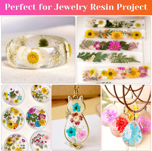 Real Dried Pressed Flowers for Resin, Natural Dry Flowers Leaves Bulk Herbs Kit for DIY Scrapbooking Stamping Supplies Epoxy Resin Jewelry Molds Candle Soap Making Nails Décor Art Crafts