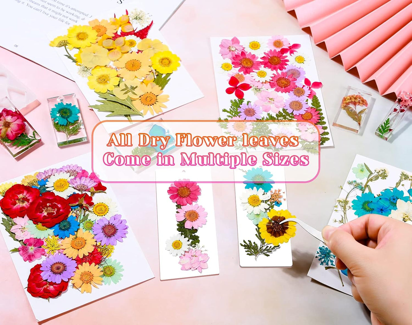 Real Dried Pressed Flowers for Resin, Natural Dry Flowers Leaves Bulk Herbs Kit for DIY Scrapbooking Stamping Supplies Epoxy Resin Jewelry Molds Candle Soap Making Nails Décor Art Crafts