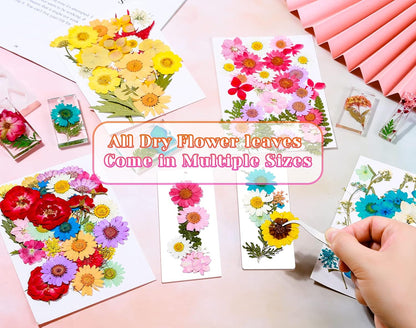 Real Dried Pressed Flowers for Resin, Natural Dry Flowers Leaves Bulk Herbs Kit for DIY Scrapbooking Stamping Supplies Epoxy Resin Jewelry Molds Candle Soap Making Nails Décor Art Crafts