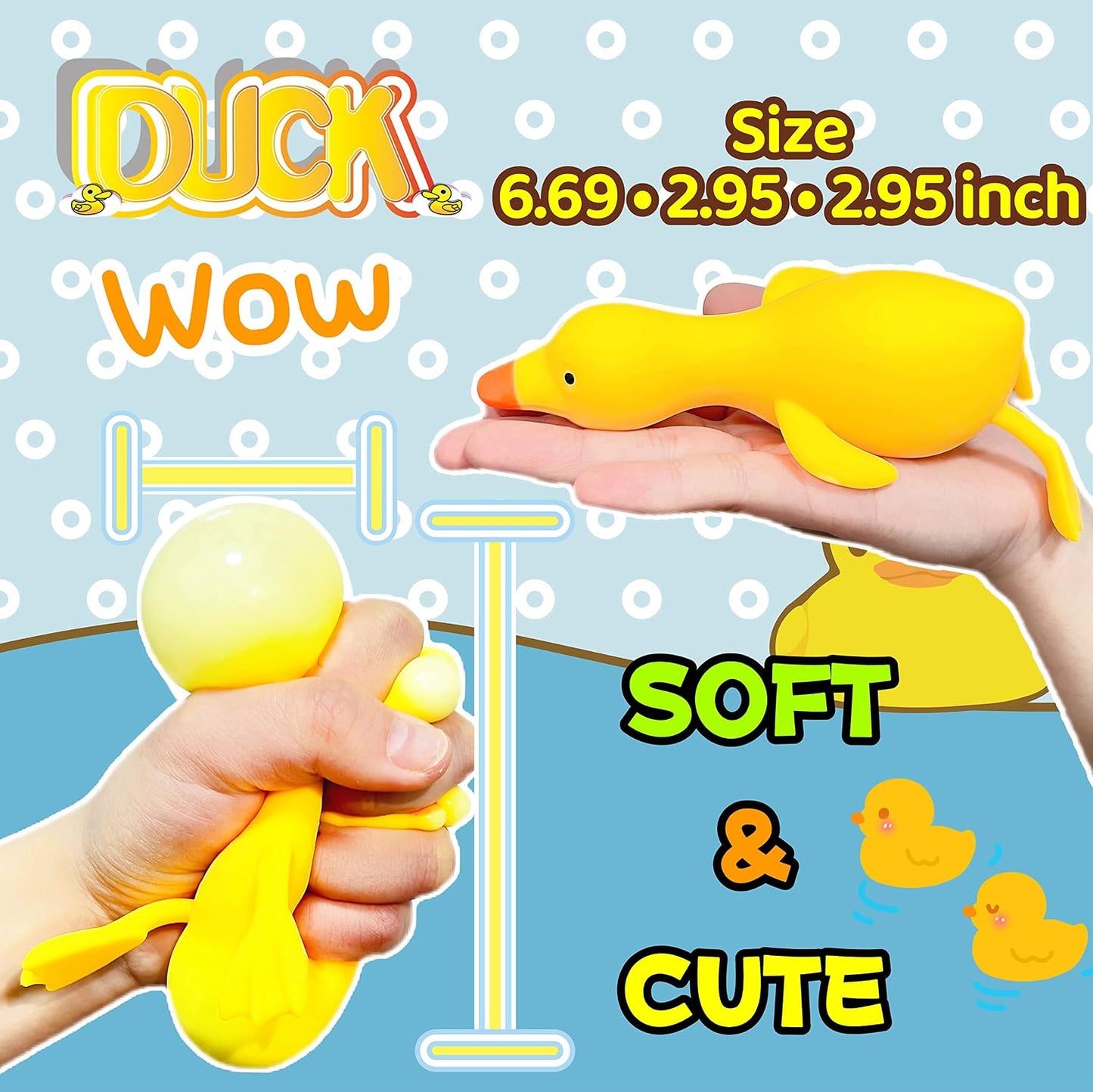 Duck Dough Ball Miniature Animals Figurines 1 Pack - Squishy Stress Balls for Adults - Squishy Ball, Soft Animal Squish Stress Ball, Ideal for Anxiety Relief, Improve Focus, Relax, Desk Decor