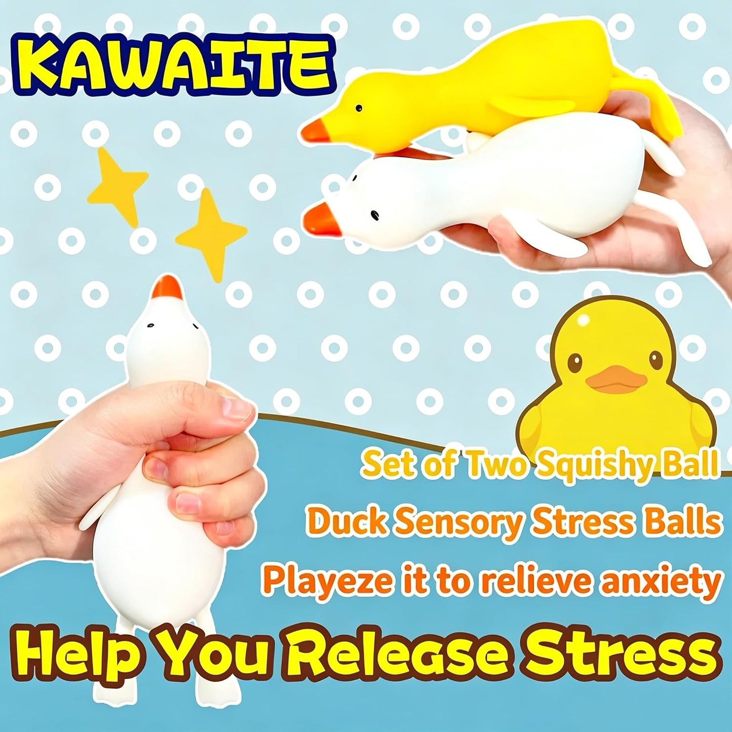 Duck Dough Ball Miniature Animals Figurines 1 Pack - Squishy Stress Balls for Adults - Squishy Ball, Soft Animal Squish Stress Ball, Ideal for Anxiety Relief, Improve Focus, Relax, Desk Decor