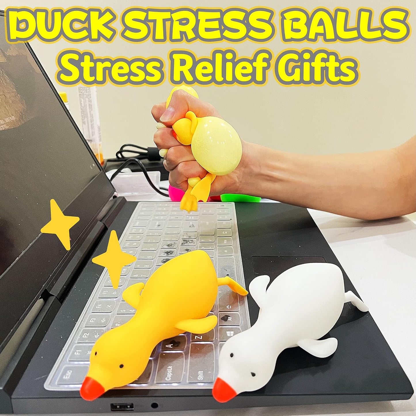 Duck Dough Ball Miniature Animals Figurines 1 Pack - Squishy Stress Balls for Adults - Squishy Ball, Soft Animal Squish Stress Ball, Ideal for Anxiety Relief, Improve Focus, Relax, Desk Decor