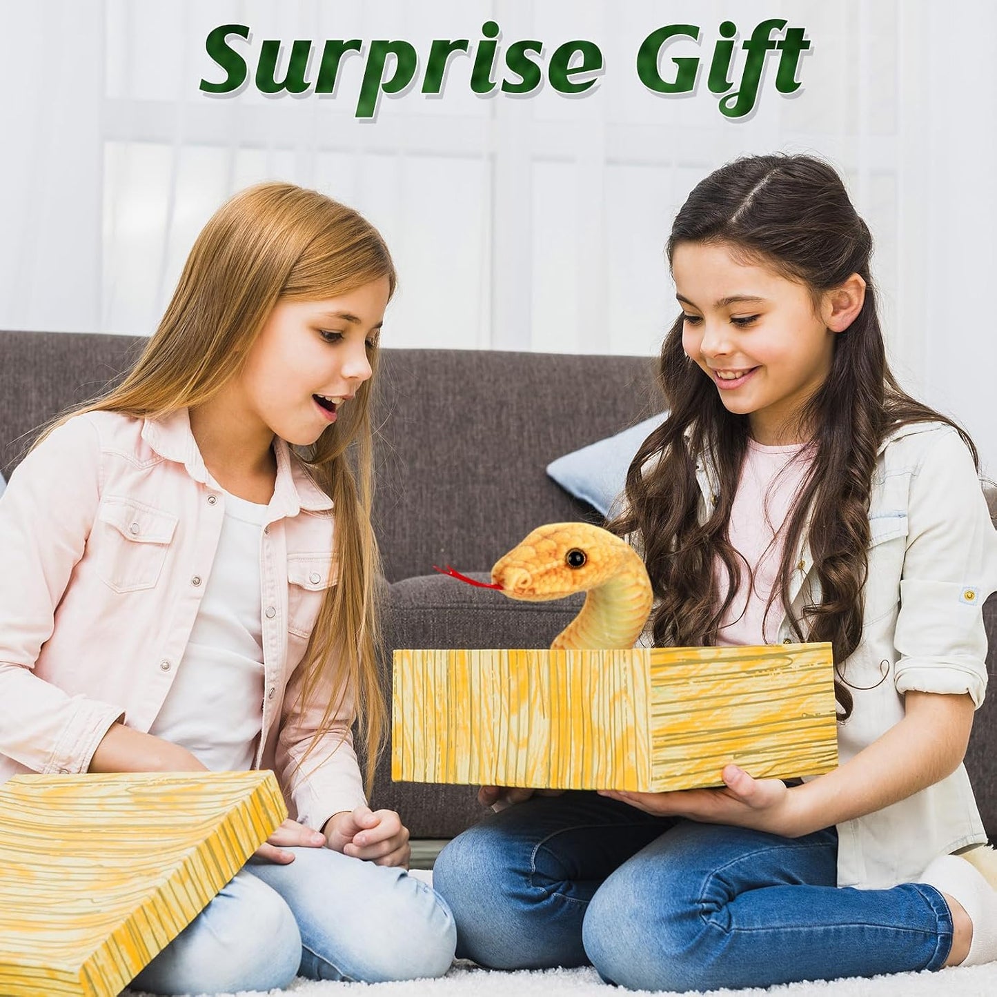 Snake Plush, 71 in, Yellow | Stuffed Snake Animal, Large Toy Snakes for Kids, Giant Stuffed Animals, Lifelike, Birthday Present Party Prank Prop