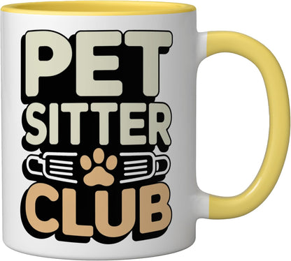 Pet Sitter Club Professional Dog Cat Care Ceramic Mug, Yellow/White