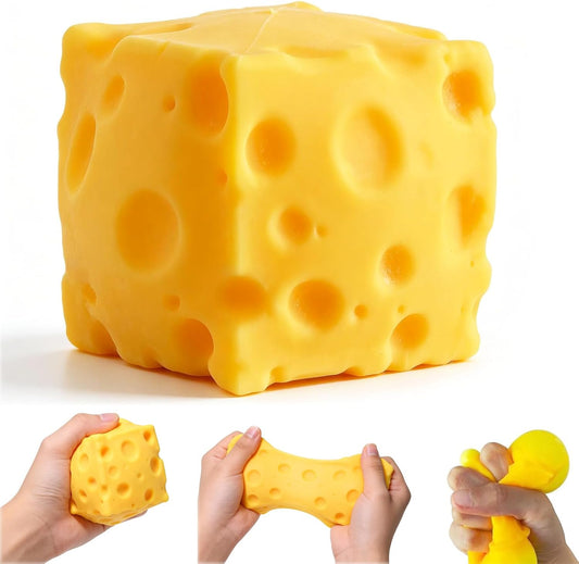 Cheese Squishy, Soft Squishy Cheese Squeeze Block Fidget Toy, Mini Sensory Toy for Stress Relief, Stocking Stuffer Novelty Gifts Party Favors for Kids Adults