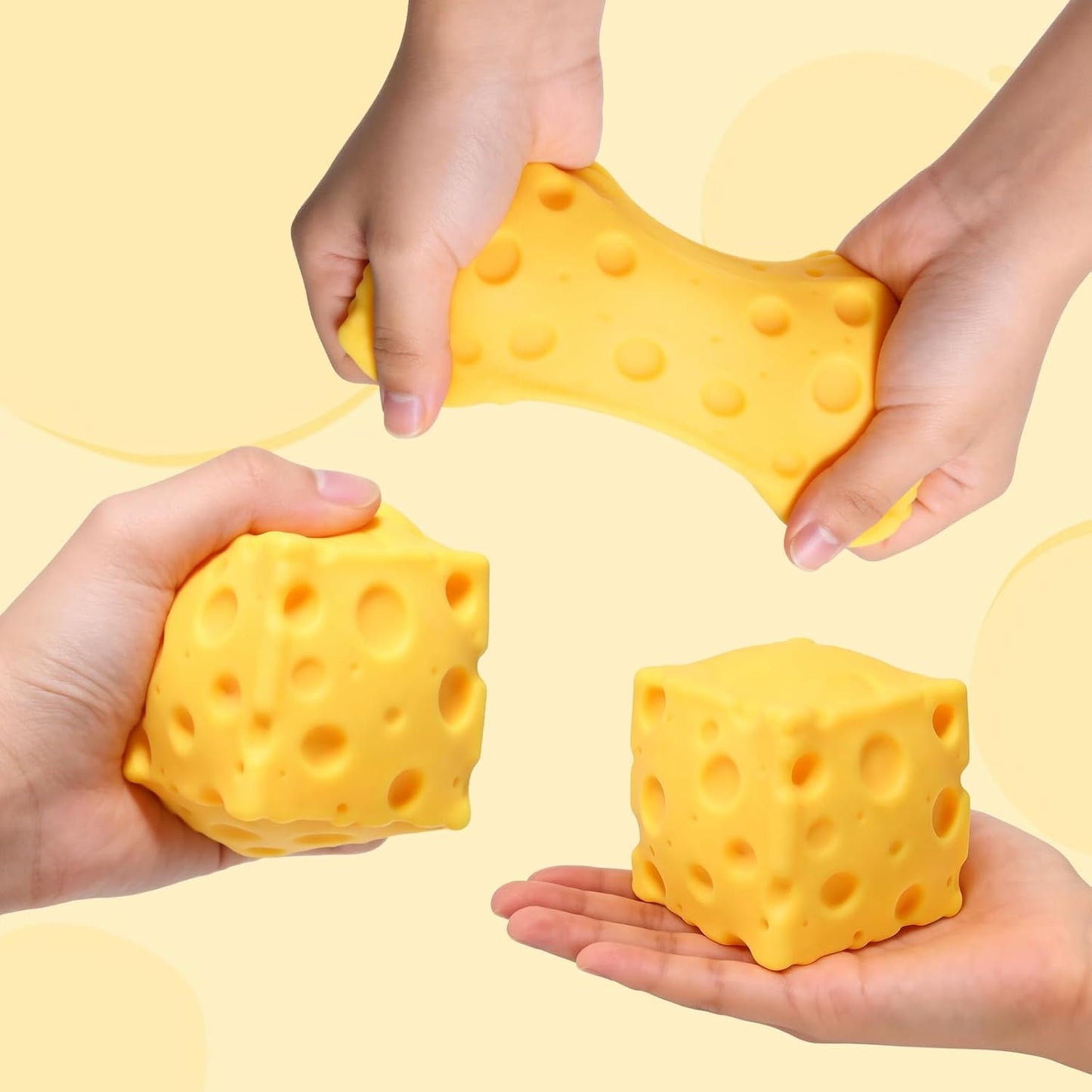 Cheese Squishy, Soft Squishy Cheese Squeeze Block Fidget Toy, Mini Sensory Toy for Stress Relief, Stocking Stuffer Novelty Gifts Party Favors for Kids Adults