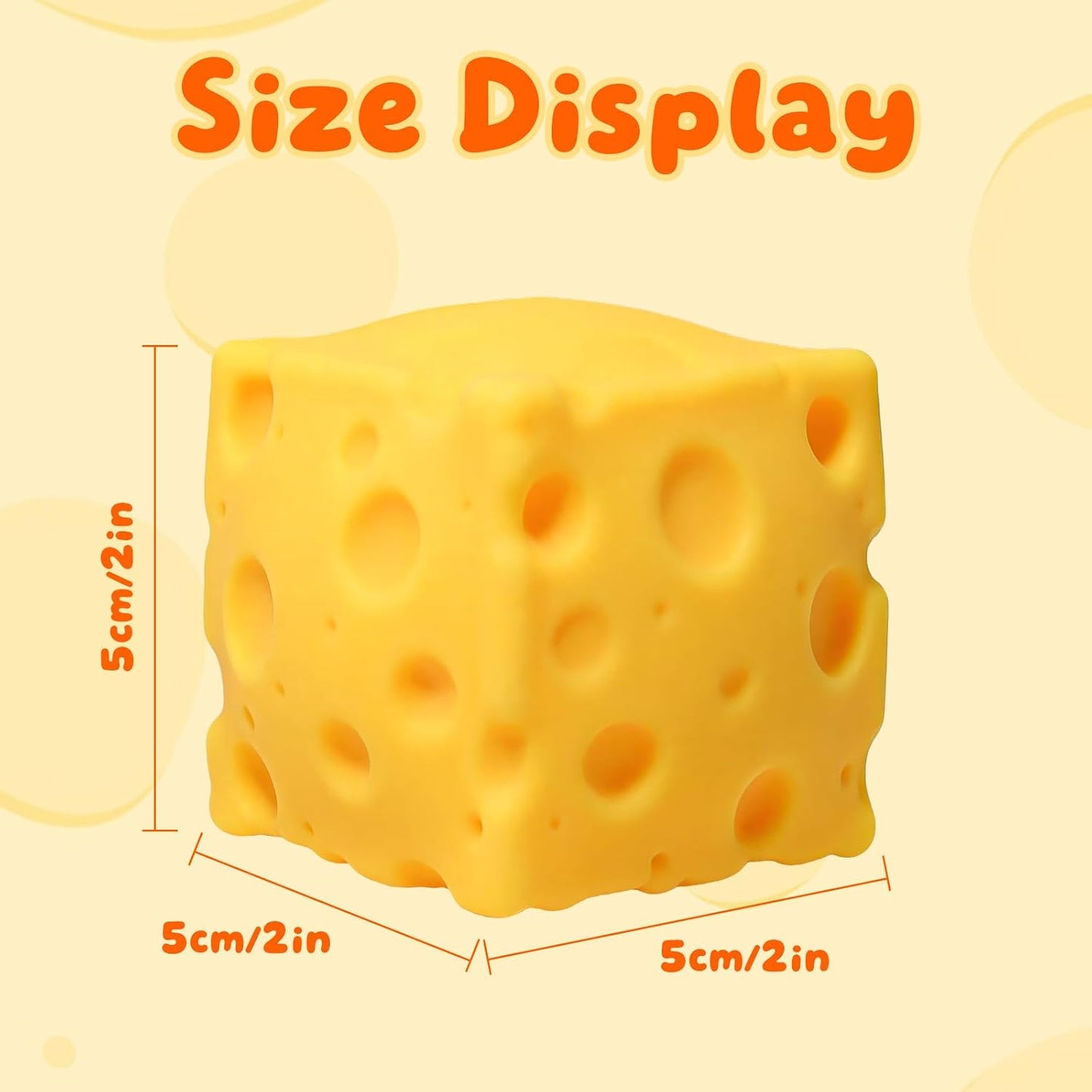 Cheese Squishy, Soft Squishy Cheese Squeeze Block Fidget Toy, Mini Sensory Toy for Stress Relief, Stocking Stuffer Novelty Gifts Party Favors for Kids Adults