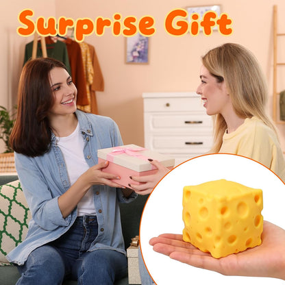 Cheese Squishy, Soft Squishy Cheese Squeeze Block Fidget Toy, Mini Sensory Toy for Stress Relief, Stocking Stuffer Novelty Gifts Party Favors for Kids Adults