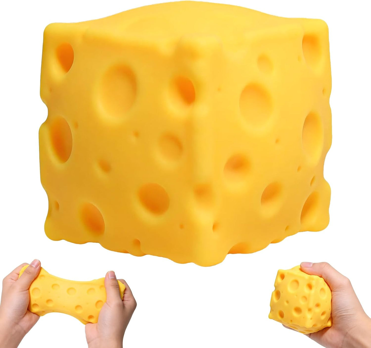 Cheese Squishy, Soft Squishy Cheese Squeeze Block Fidget Toy, Mini Sensory Toy for Stress Relief, Stocking Stuffer Novelty Gifts Party Favors for Kids Adults