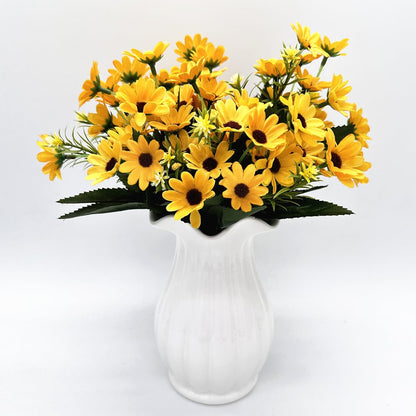 Yellow Daisy Artificial Flowers Bunches, Silk Realistic Wildflowers Bouquet Plastic Greenery Plants Bushes Mini Daisies Flower for Outdoor Indoor Home Garden Party Verandah Summer Decoration 4 Pack