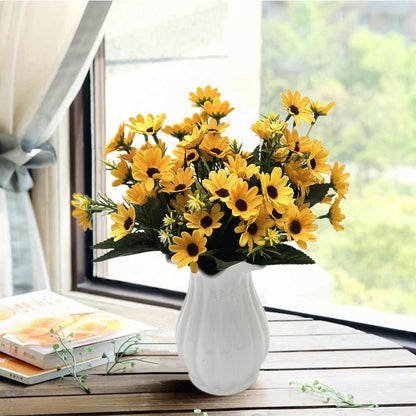 Yellow Daisy Artificial Flowers Bunches, Silk Realistic Wildflowers Bouquet Plastic Greenery Plants Bushes Mini Daisies Flower for Outdoor Indoor Home Garden Party Verandah Summer Decoration 4 Pack