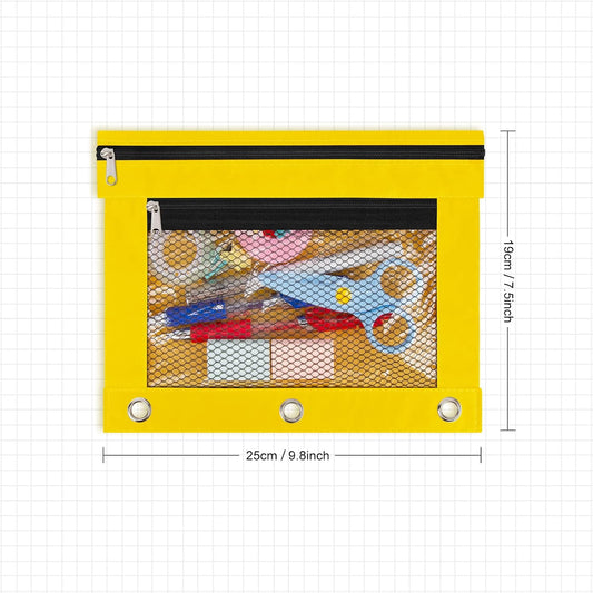 20 Pack Yellow Pencil Pouch for 3 Ring Binder Bulk Binder Pencil Pouch with Zipper, Pencil Pouch Bags for Classroom Bulk Pencil Box Pencil Case for Storing School Students Teacher Supplies