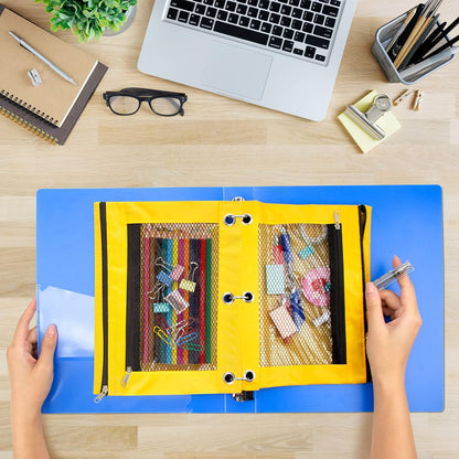 20 Pack Yellow Pencil Pouch for 3 Ring Binder Bulk Binder Pencil Pouch with Zipper, Pencil Pouch Bags for Classroom Bulk Pencil Box Pencil Case for Storing School Students Teacher Supplies