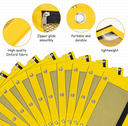 20 Pack Yellow Pencil Pouch for 3 Ring Binder Bulk Binder Pencil Pouch with Zipper, Pencil Pouch Bags for Classroom Bulk Pencil Box Pencil Case for Storing School Students Teacher Supplies