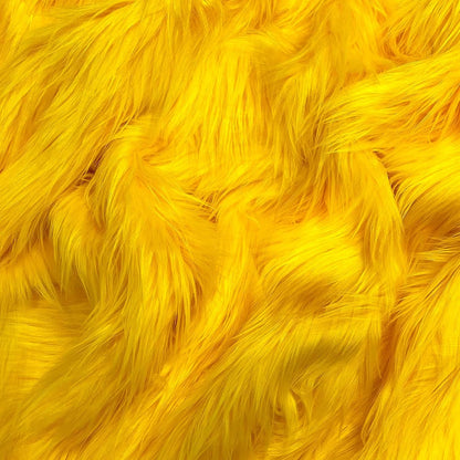 EOVEA Shaggy Faux Fur Fabric by The Yard – 60" Wide | Soft Furry Plush Fabric | Long Pile | Fluffy Craft Fake Fur for DIY, Cosplay, Costumes, Sewing, Apparel,Decorations(Yellow, Half Yard)