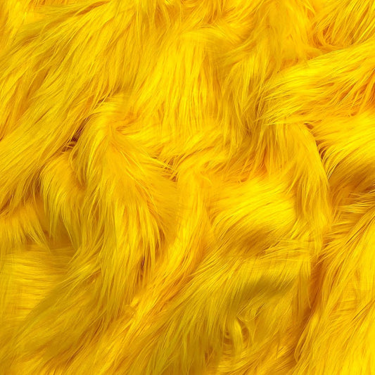 EOVEA Shaggy Faux Fur Fabric by The Yard – 60" Wide | Soft Furry Plush Fabric | Long Pile | Fluffy Craft Fake Fur for DIY, Cosplay, Costumes, Sewing, Apparel,Decorations(Yellow, Half Yard)