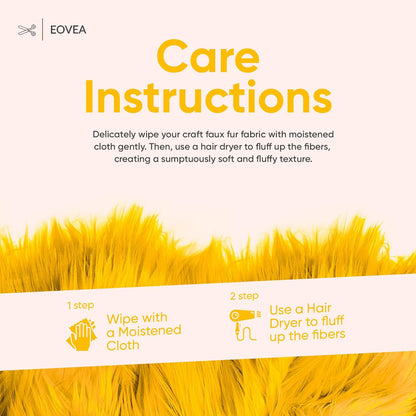 EOVEA Shaggy Faux Fur Fabric by The Yard – 60" Wide | Soft Furry Plush Fabric | Long Pile | Fluffy Craft Fake Fur for DIY, Cosplay, Costumes, Sewing, Apparel,Decorations(Yellow, Half Yard)