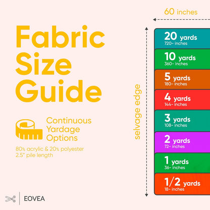 EOVEA Shaggy Faux Fur Fabric by The Yard – 60" Wide | Soft Furry Plush Fabric | Long Pile | Fluffy Craft Fake Fur for DIY, Cosplay, Costumes, Sewing, Apparel,Decorations(Yellow, Half Yard)