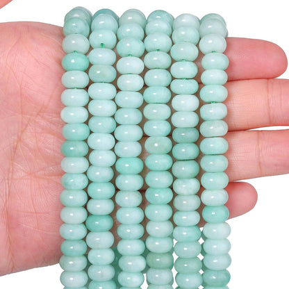 5x8mm Natural Green Lemon Jade Stone Rondelle Beads, 75PCS Spacer Round Loose Abacus Beads for Jewelry Making, Gemstone for Bracelet Necklace Earrings, Arts and Crafts - Colors C