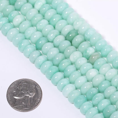 5x8mm Natural Green Lemon Jade Stone Rondelle Beads, 75PCS Spacer Round Loose Abacus Beads for Jewelry Making, Gemstone for Bracelet Necklace Earrings, Arts and Crafts - Colors C