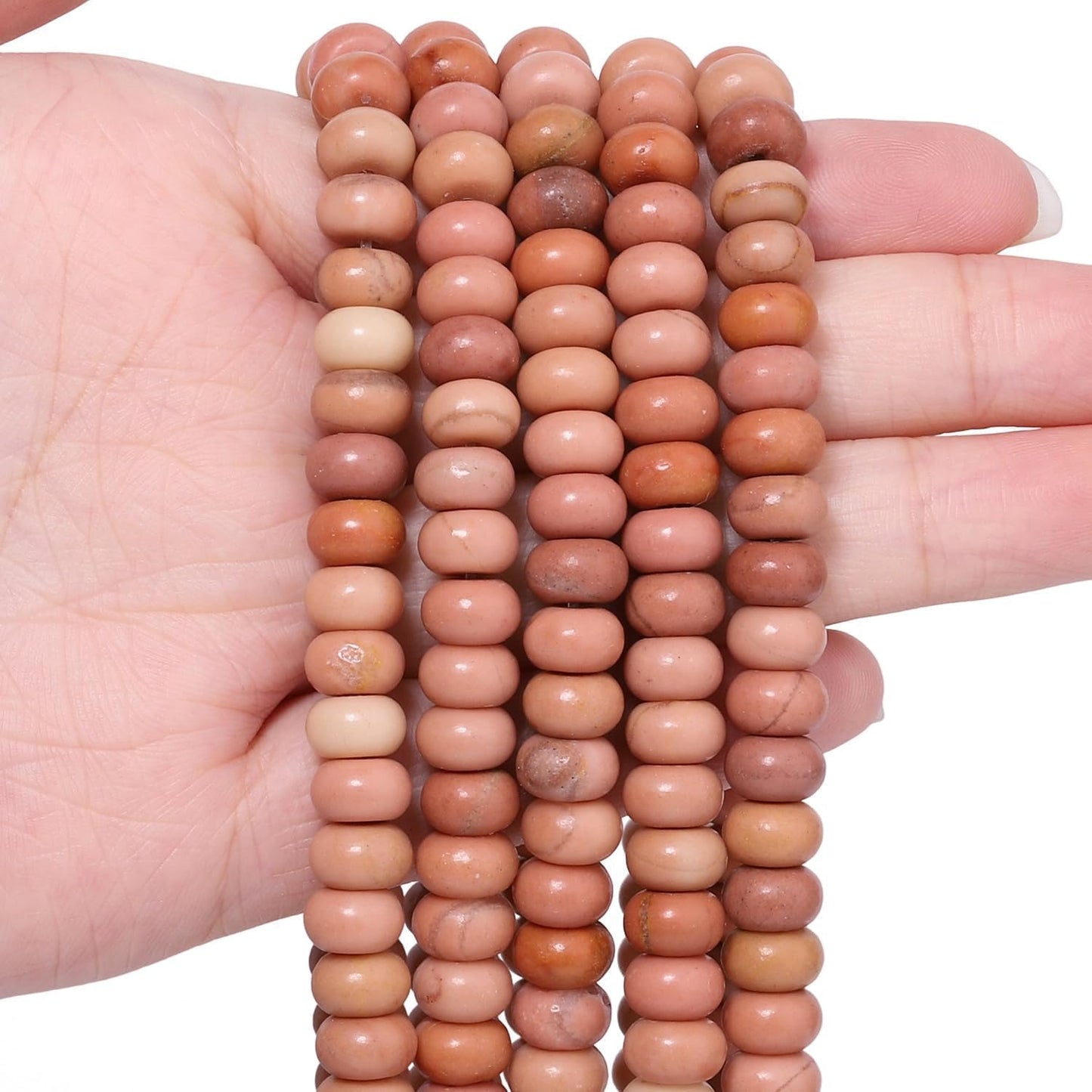 5x8mm Natural Green Lemon Jade Stone Rondelle Beads, 75PCS Spacer Round Loose Abacus Beads for Jewelry Making, Gemstone for Bracelet Necklace Earrings, Arts and Crafts - Colors C