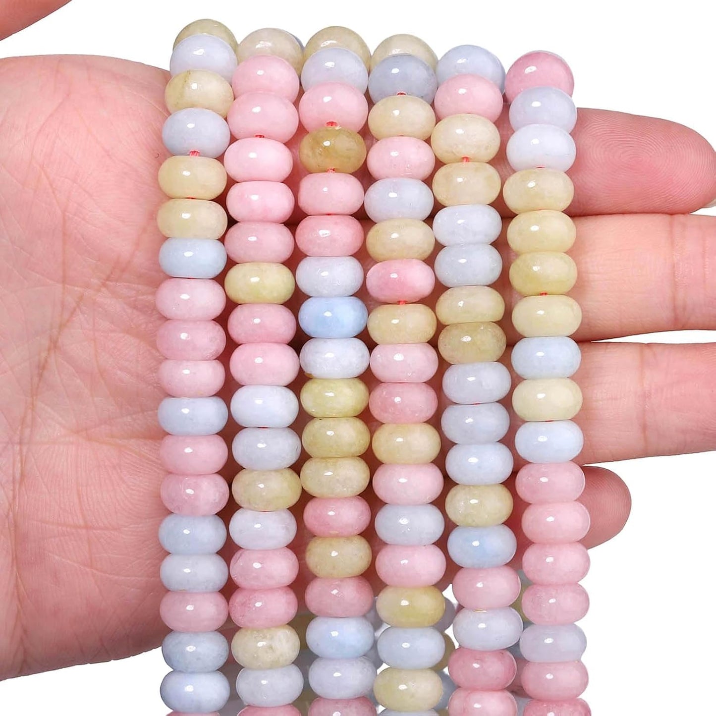5x8mm Natural Green Lemon Jade Stone Rondelle Beads, 75PCS Spacer Round Loose Abacus Beads for Jewelry Making, Gemstone for Bracelet Necklace Earrings, Arts and Crafts - Colors C