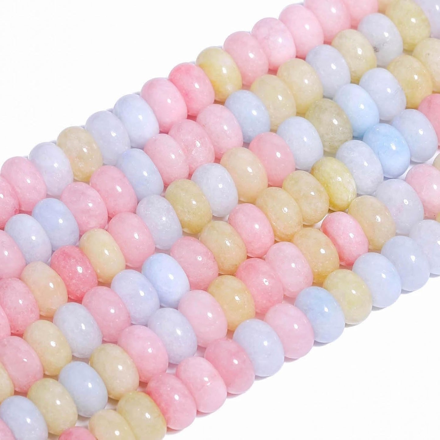 5x8mm Natural Green Lemon Jade Stone Rondelle Beads, 75PCS Spacer Round Loose Abacus Beads for Jewelry Making, Gemstone for Bracelet Necklace Earrings, Arts and Crafts - Colors C