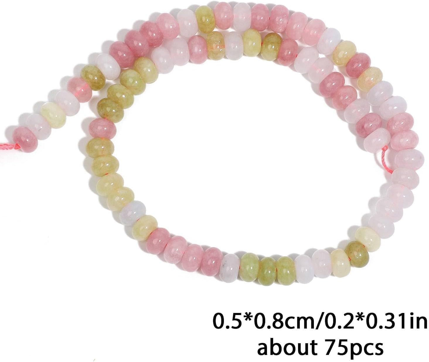 5x8mm Natural Green Lemon Jade Stone Rondelle Beads, 75PCS Spacer Round Loose Abacus Beads for Jewelry Making, Gemstone for Bracelet Necklace Earrings, Arts and Crafts - Colors C