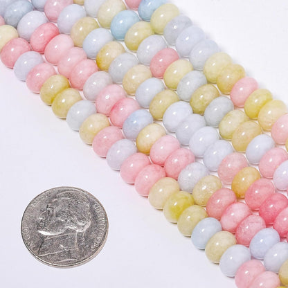 5x8mm Natural Green Lemon Jade Stone Rondelle Beads, 75PCS Spacer Round Loose Abacus Beads for Jewelry Making, Gemstone for Bracelet Necklace Earrings, Arts and Crafts - Colors C