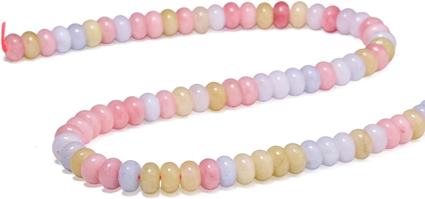 5x8mm Natural Green Lemon Jade Stone Rondelle Beads, 75PCS Spacer Round Loose Abacus Beads for Jewelry Making, Gemstone for Bracelet Necklace Earrings, Arts and Crafts - Colors C
