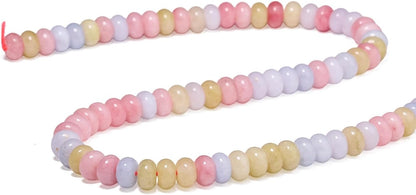 5x8mm Natural Green Lemon Jade Stone Rondelle Beads, 75PCS Spacer Round Loose Abacus Beads for Jewelry Making, Gemstone for Bracelet Necklace Earrings, Arts and Crafts - Colors C