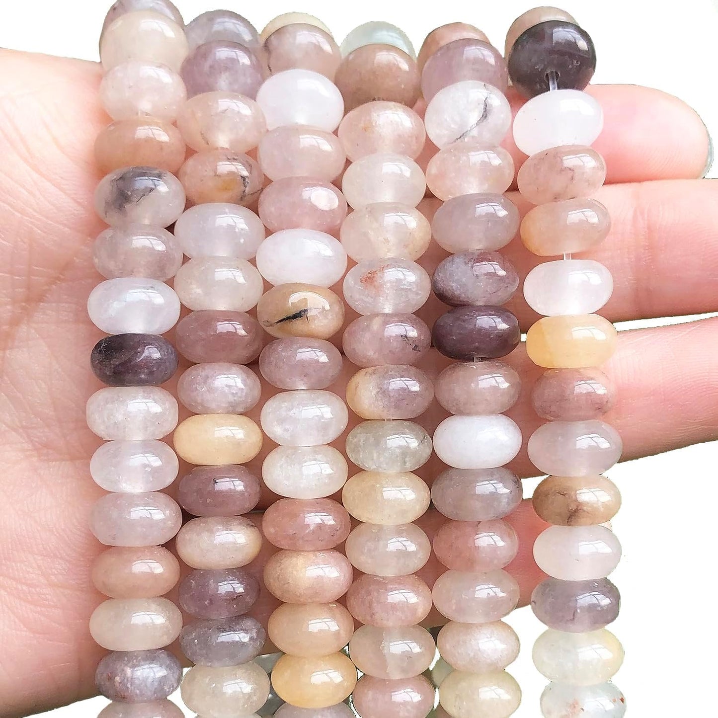 5x8mm Natural Green Lemon Jade Stone Rondelle Beads, 75PCS Spacer Round Loose Abacus Beads for Jewelry Making, Gemstone for Bracelet Necklace Earrings, Arts and Crafts - Colors C