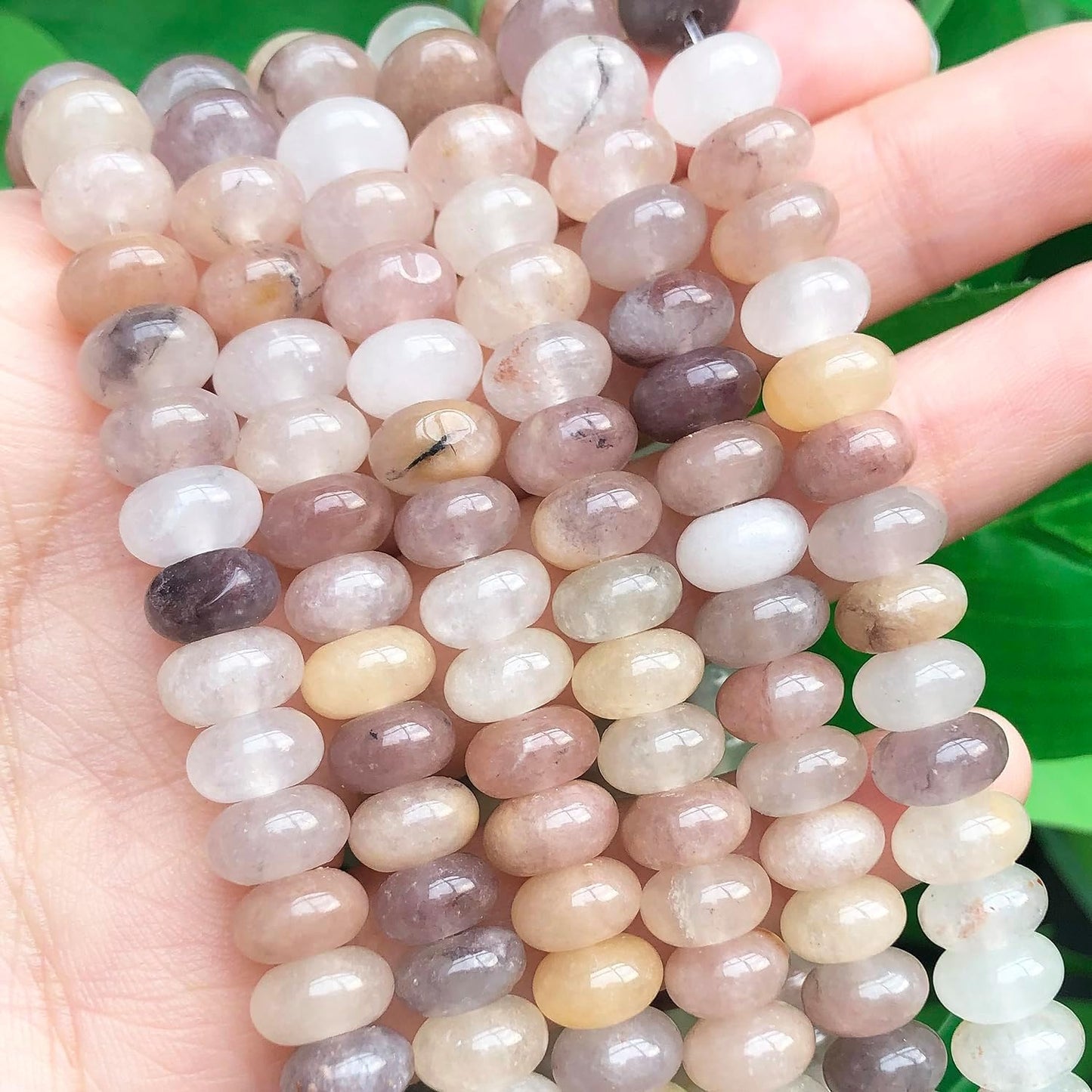 5x8mm Natural Green Lemon Jade Stone Rondelle Beads, 75PCS Spacer Round Loose Abacus Beads for Jewelry Making, Gemstone for Bracelet Necklace Earrings, Arts and Crafts - Colors C