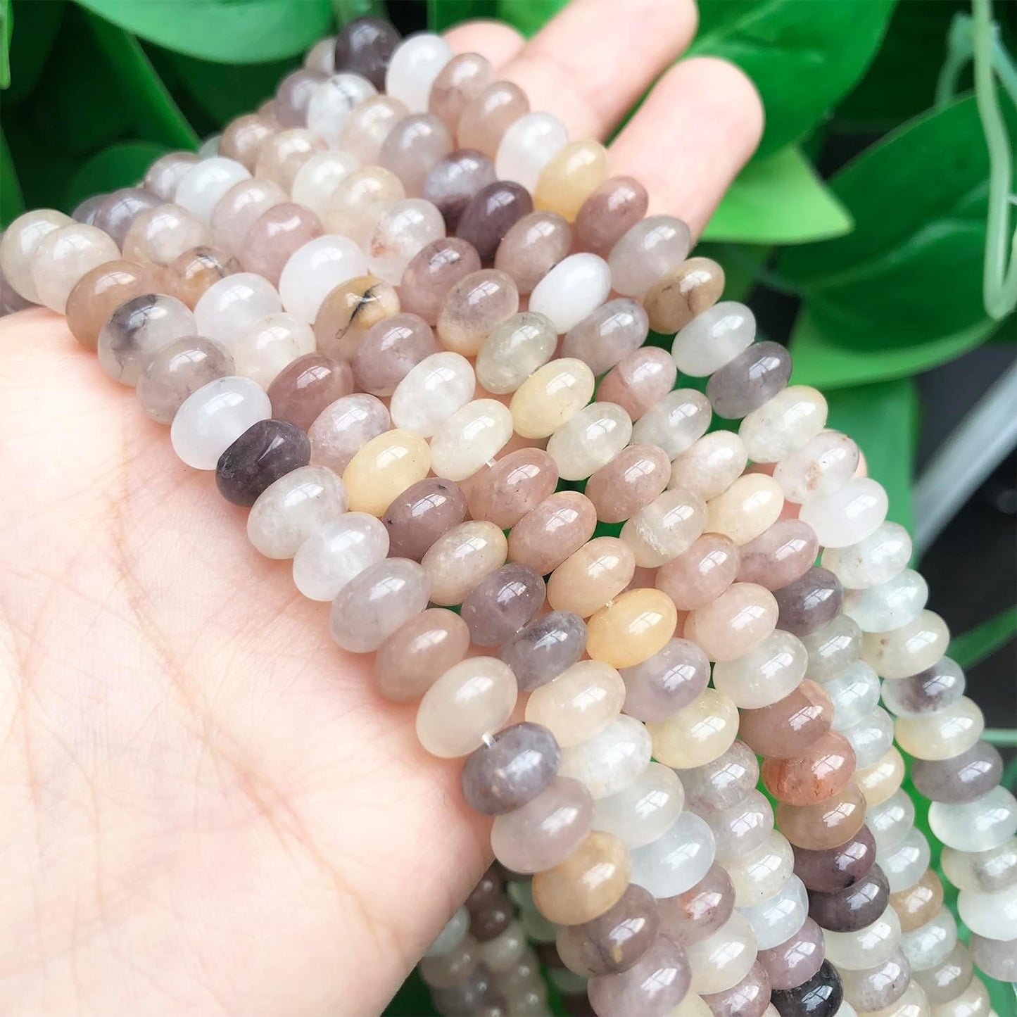 5x8mm Natural Green Lemon Jade Stone Rondelle Beads, 75PCS Spacer Round Loose Abacus Beads for Jewelry Making, Gemstone for Bracelet Necklace Earrings, Arts and Crafts - Colors C