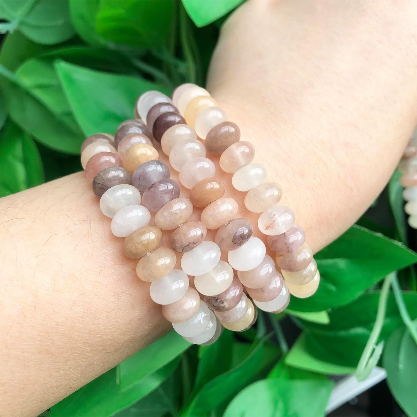 5x8mm Natural Green Lemon Jade Stone Rondelle Beads, 75PCS Spacer Round Loose Abacus Beads for Jewelry Making, Gemstone for Bracelet Necklace Earrings, Arts and Crafts - Colors C