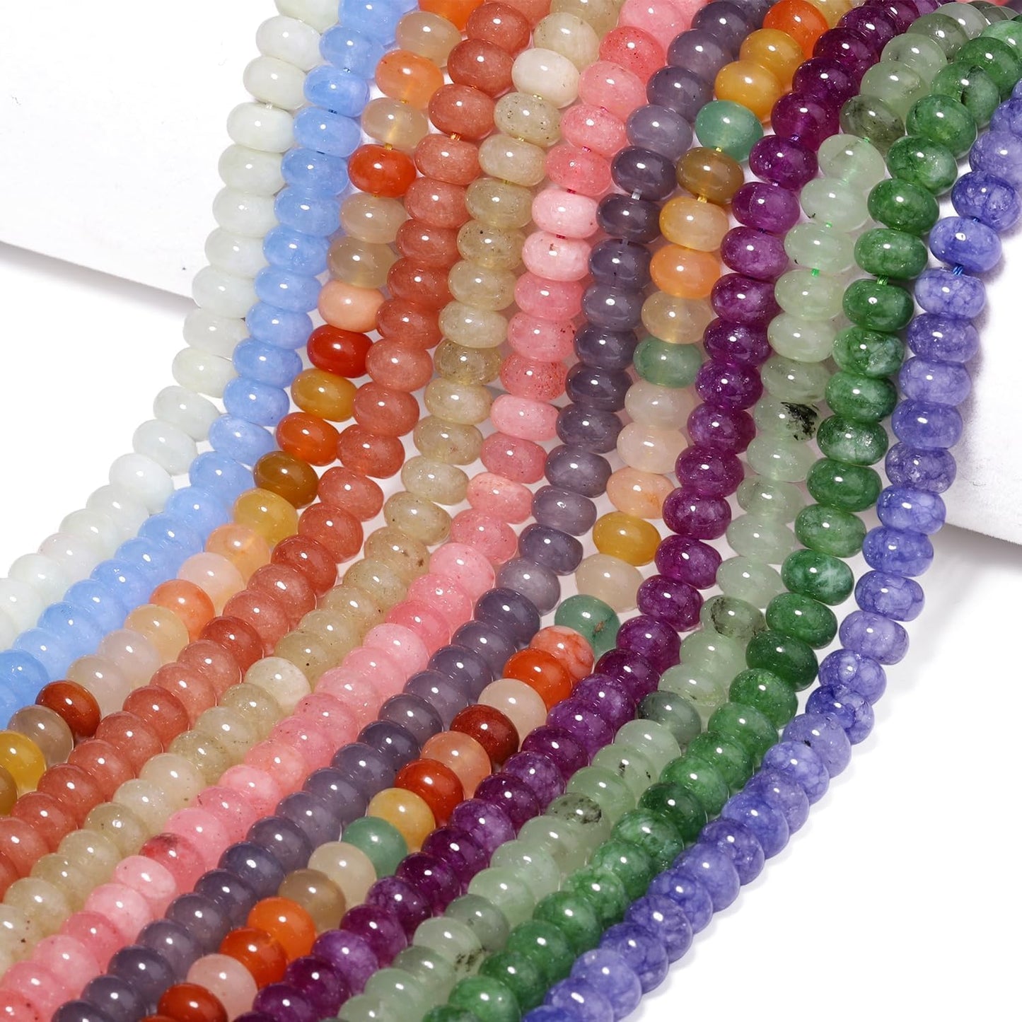 5x8mm Natural Green Lemon Jade Stone Rondelle Beads, 75PCS Spacer Round Loose Abacus Beads for Jewelry Making, Gemstone for Bracelet Necklace Earrings, Arts and Crafts - Colors C