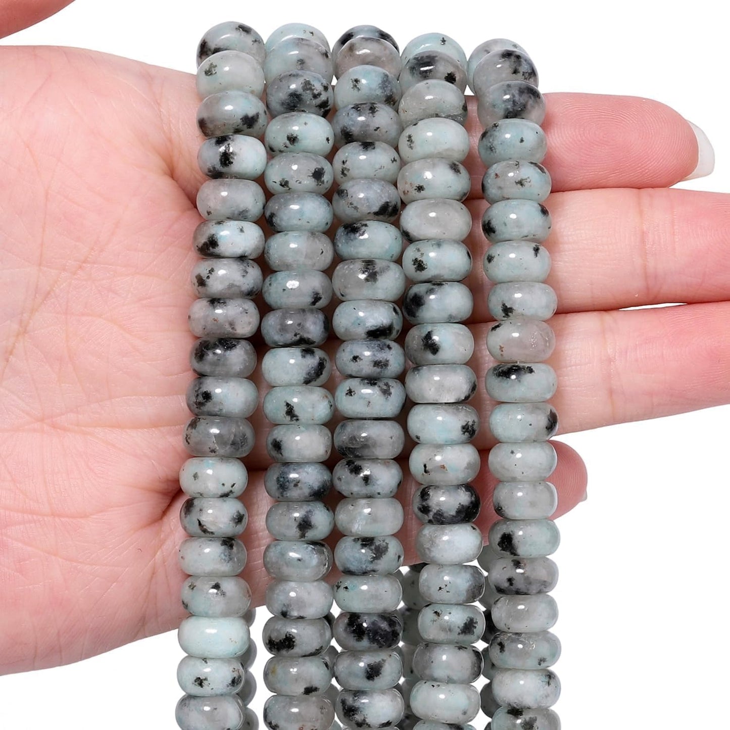 5x8mm Natural Green Lemon Jade Stone Rondelle Beads, 75PCS Spacer Round Loose Abacus Beads for Jewelry Making, Gemstone for Bracelet Necklace Earrings, Arts and Crafts - Colors C