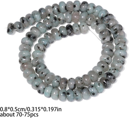 5x8mm Natural Green Lemon Jade Stone Rondelle Beads, 75PCS Spacer Round Loose Abacus Beads for Jewelry Making, Gemstone for Bracelet Necklace Earrings, Arts and Crafts - Colors C