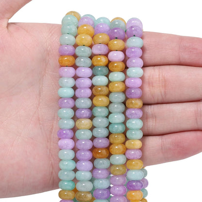 5x8mm Natural Green Lemon Jade Stone Rondelle Beads, 75PCS Spacer Round Loose Abacus Beads for Jewelry Making, Gemstone for Bracelet Necklace Earrings, Arts and Crafts - Colors C