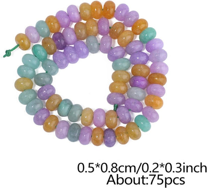 5x8mm Natural Green Lemon Jade Stone Rondelle Beads, 75PCS Spacer Round Loose Abacus Beads for Jewelry Making, Gemstone for Bracelet Necklace Earrings, Arts and Crafts - Colors C