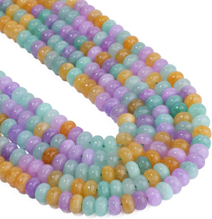 5x8mm Natural Green Lemon Jade Stone Rondelle Beads, 75PCS Spacer Round Loose Abacus Beads for Jewelry Making, Gemstone for Bracelet Necklace Earrings, Arts and Crafts - Colors C