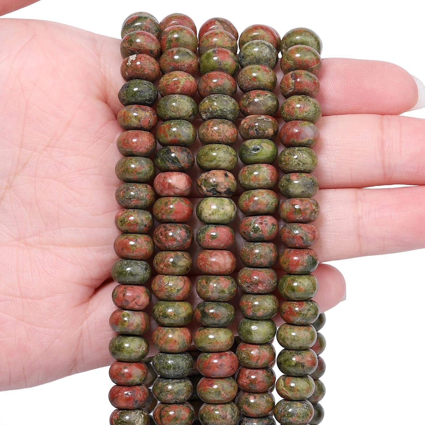 5x8mm Natural Green Lemon Jade Stone Rondelle Beads, 75PCS Spacer Round Loose Abacus Beads for Jewelry Making, Gemstone for Bracelet Necklace Earrings, Arts and Crafts - Colors C