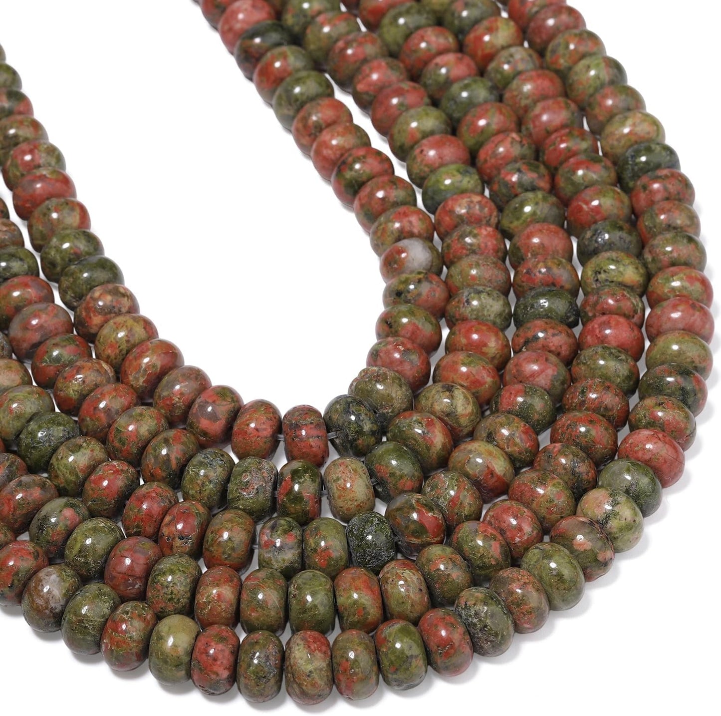 5x8mm Natural Green Lemon Jade Stone Rondelle Beads, 75PCS Spacer Round Loose Abacus Beads for Jewelry Making, Gemstone for Bracelet Necklace Earrings, Arts and Crafts - Colors C