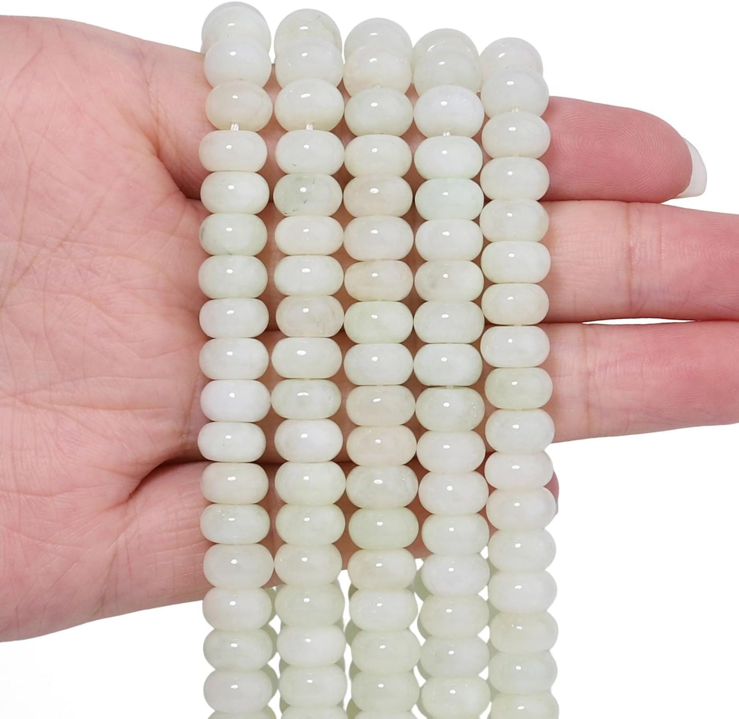 5x8mm Natural Green Lemon Jade Stone Rondelle Beads, 75PCS Spacer Round Loose Abacus Beads for Jewelry Making, Gemstone for Bracelet Necklace Earrings, Arts and Crafts - Colors C