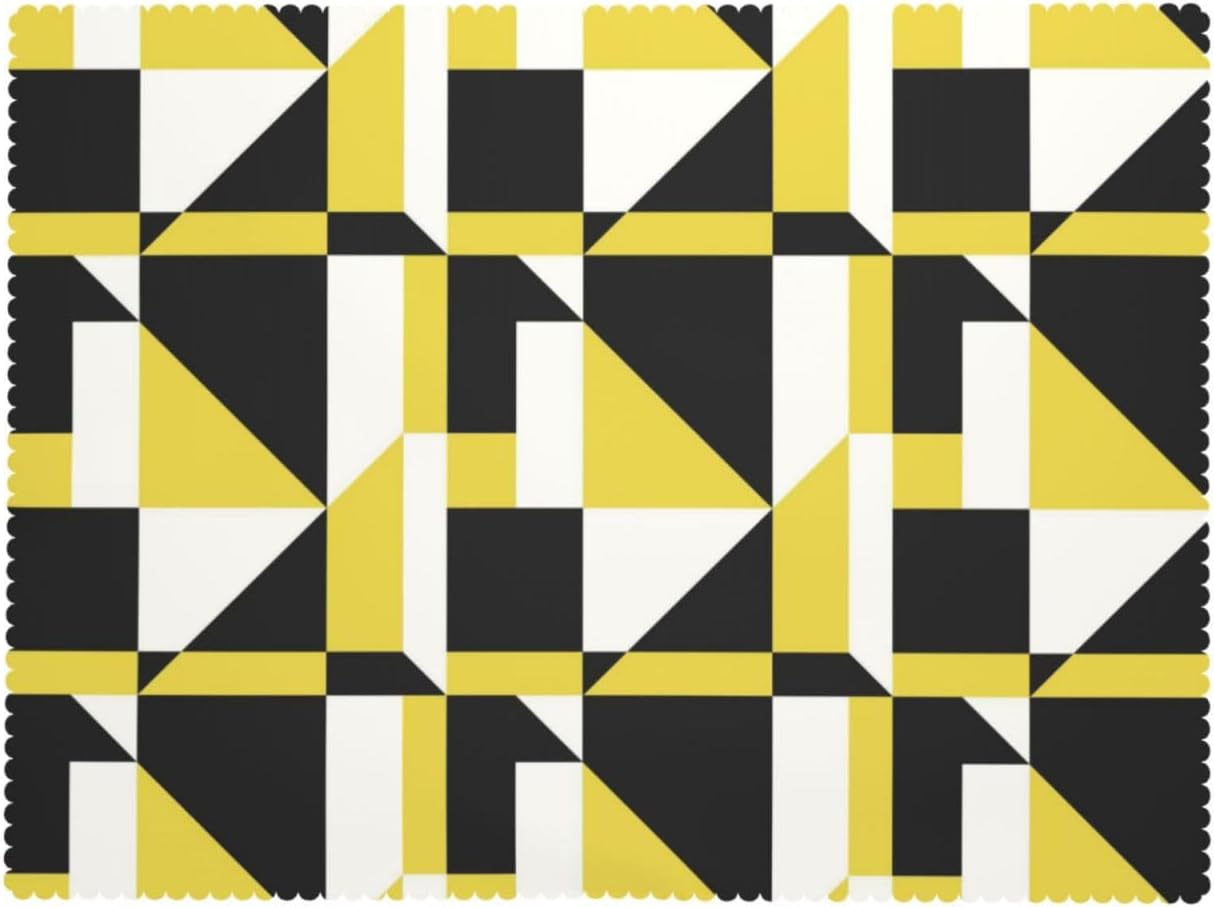 Stripes Triangle Prints Rectangular Tablecloth, Black and Yellow Shape 54x72 Inch Wavy Lace Border Polyester Table Cloth for Dining, Kitchen, Parties