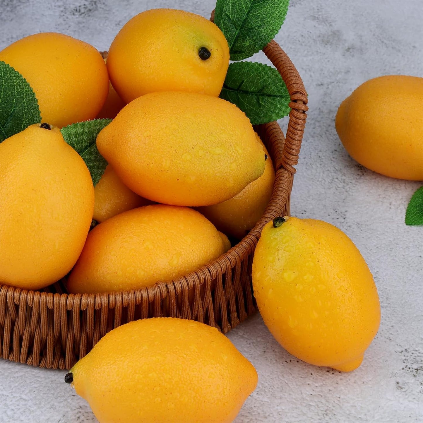 8pcs High Grade Fake Yellow Lemon Decoration Artificial Lemons Realistic Fruit Simulation for Home Party Holiday Christmas Display