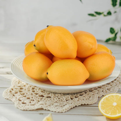 8pcs High Grade Fake Yellow Lemon Decoration Artificial Lemons Realistic Fruit Simulation for Home Party Holiday Christmas Display