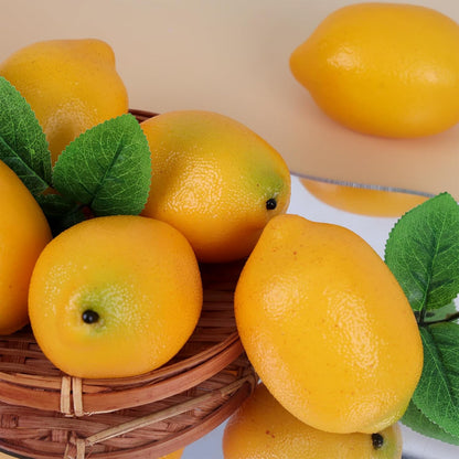 8pcs High Grade Fake Yellow Lemon Decoration Artificial Lemons Realistic Fruit Simulation for Home Party Holiday Christmas Display